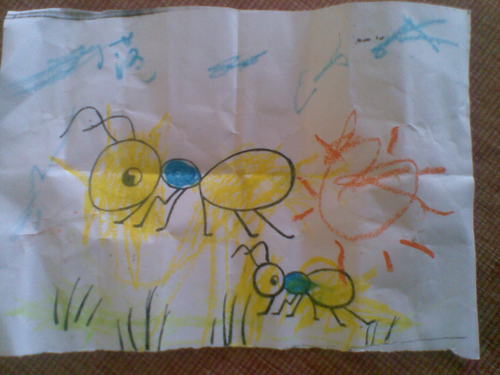 落落在幼儿园画的小蚂蚁